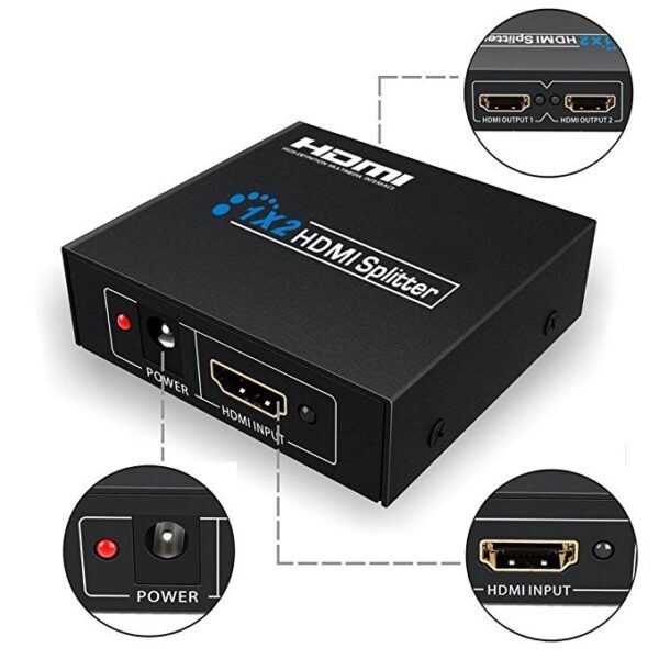 HDMI Splitter 2 Port 1in 2out – Effortless Dual Display Setup